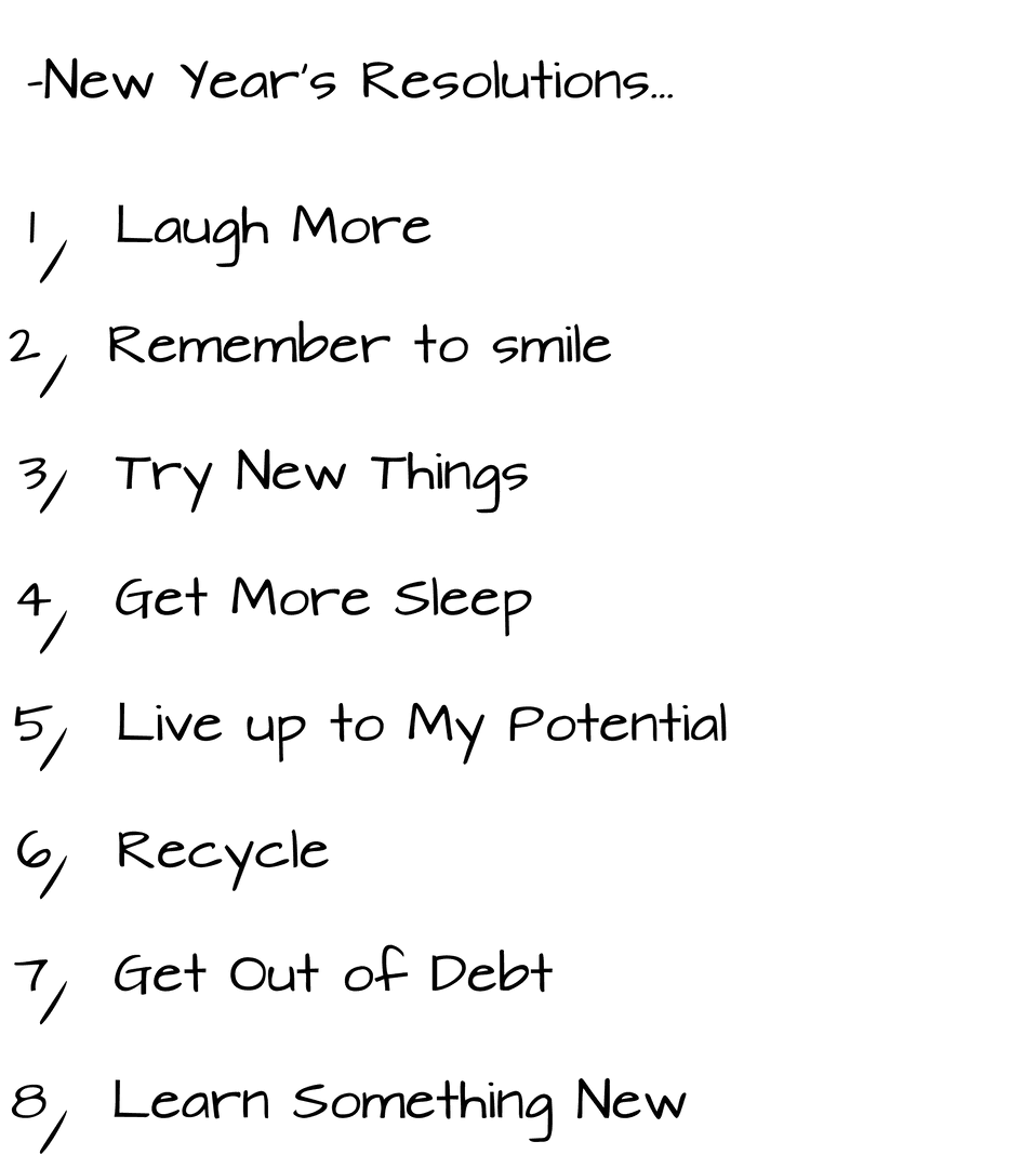 New Year's Resolutions Text Vector on Transparent Background