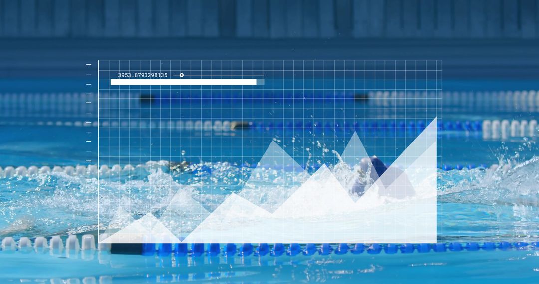 Swimmer Propelling Forward with Performance Data Overlay