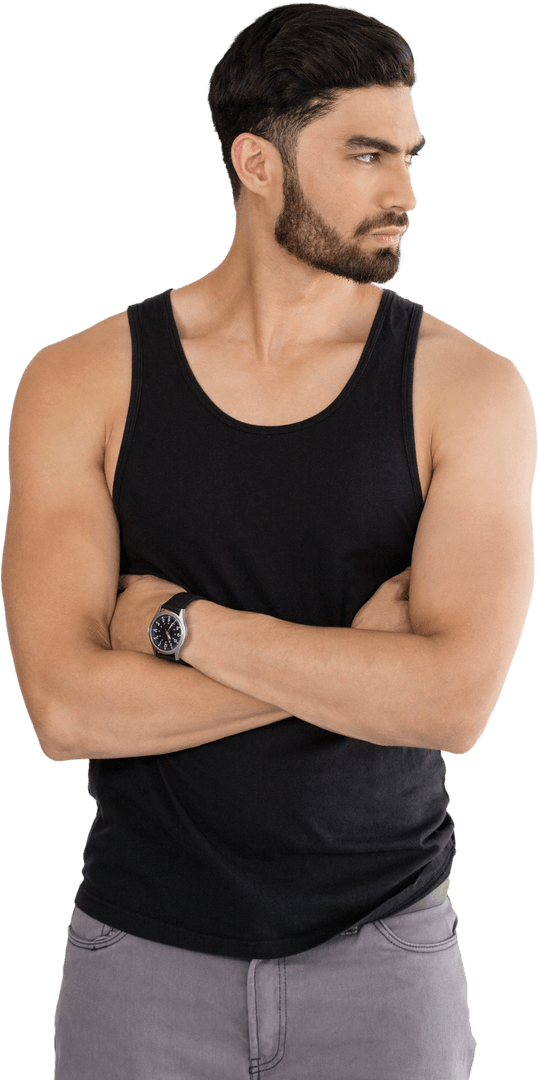 Confident Man with Beard in Transparent Background