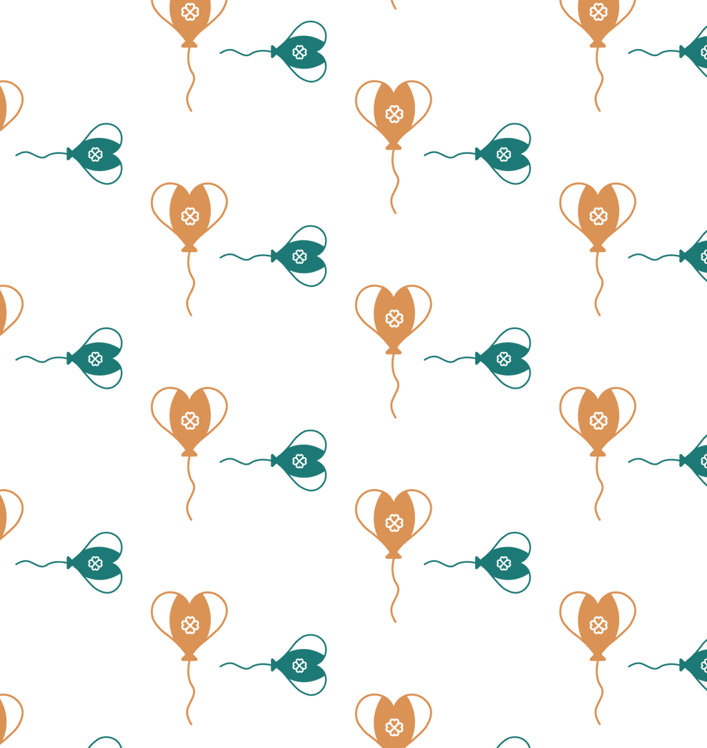 Heart and Clover Balloons Pattern on Transparent Background