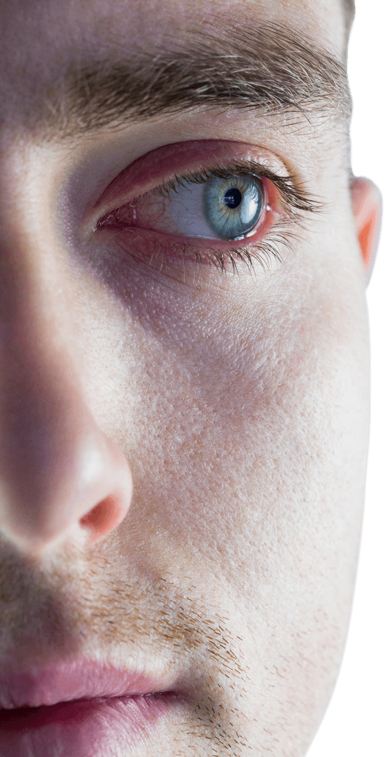 Transparent Human Face Close-up Highlight Blue Eye Details