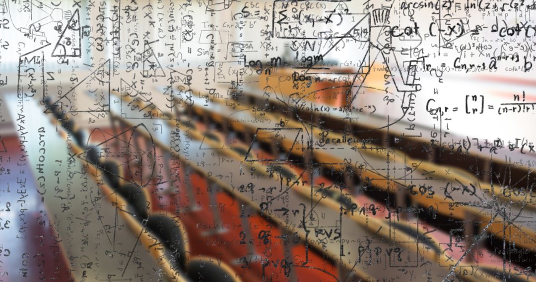 Abstract Classroom with Mathematical Formulas and Equations