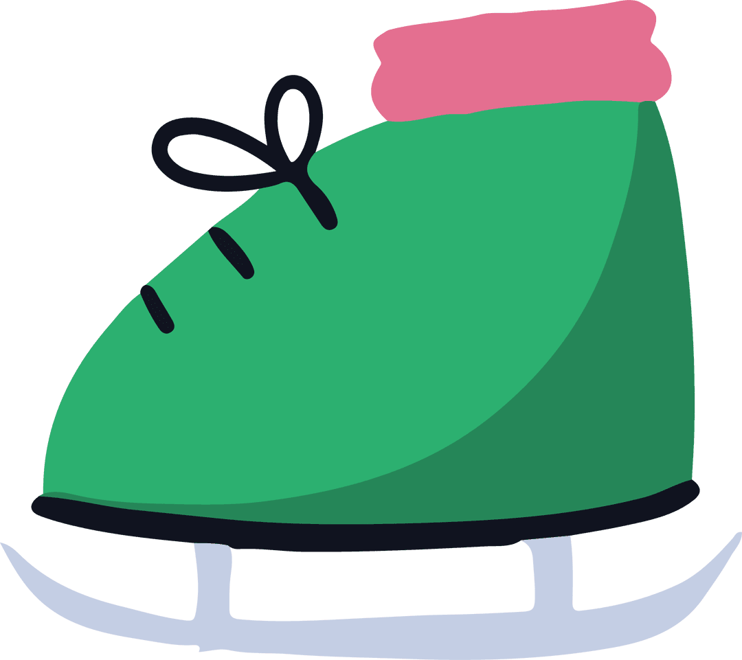 Green Ice Skate Boot Floating on Transparent Background Vibrant Design