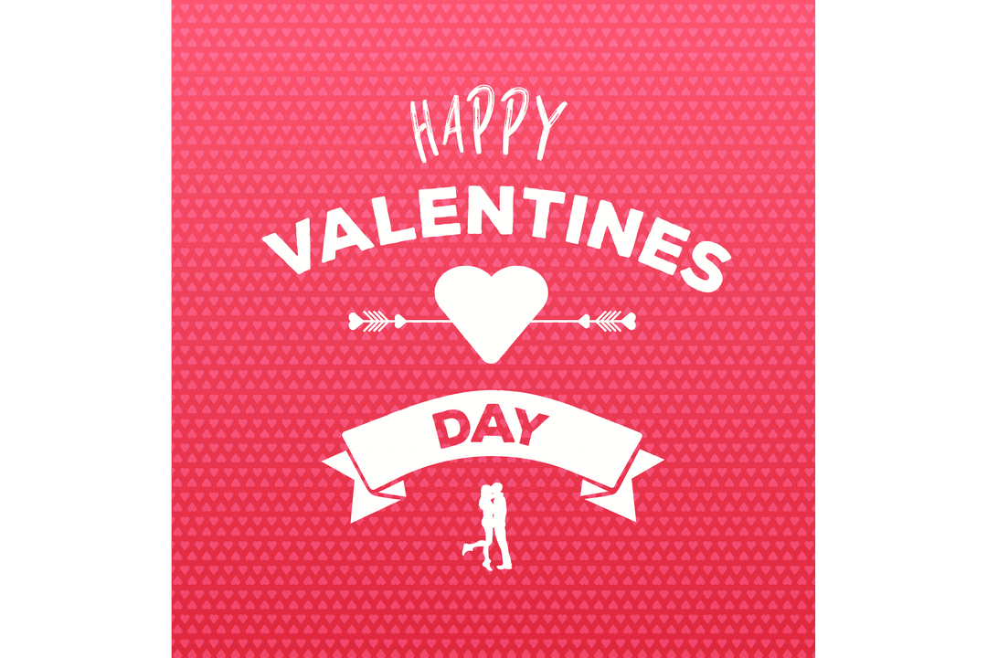 Valentine's Day Card Design with Heart on Transparent Background