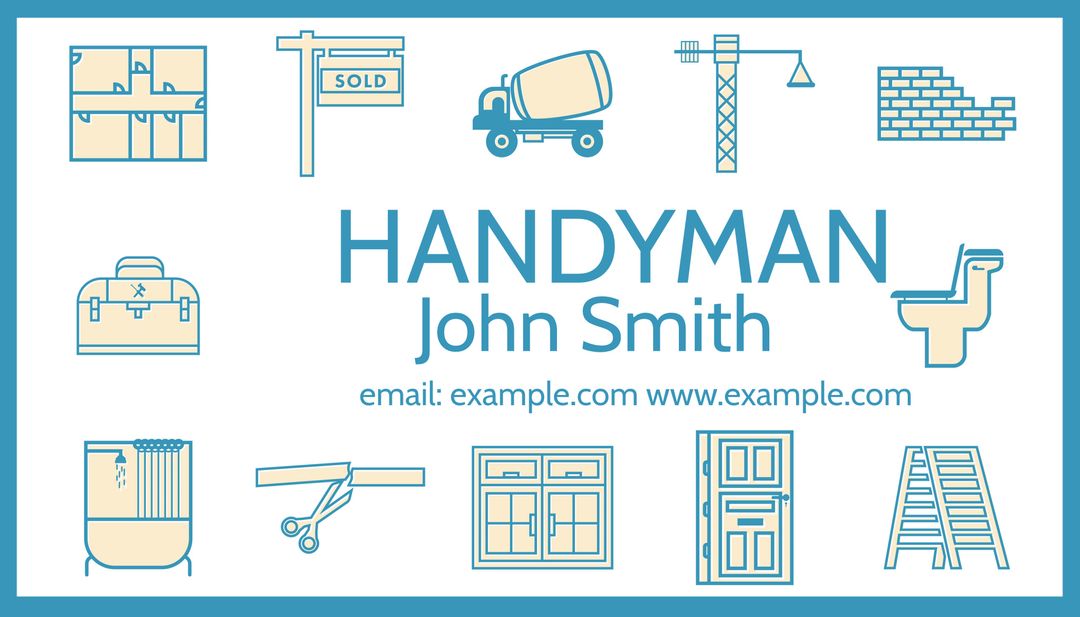 Handyman Services Business Card Template with Icon Design - Download Free Stock Templates Pikwizard.com