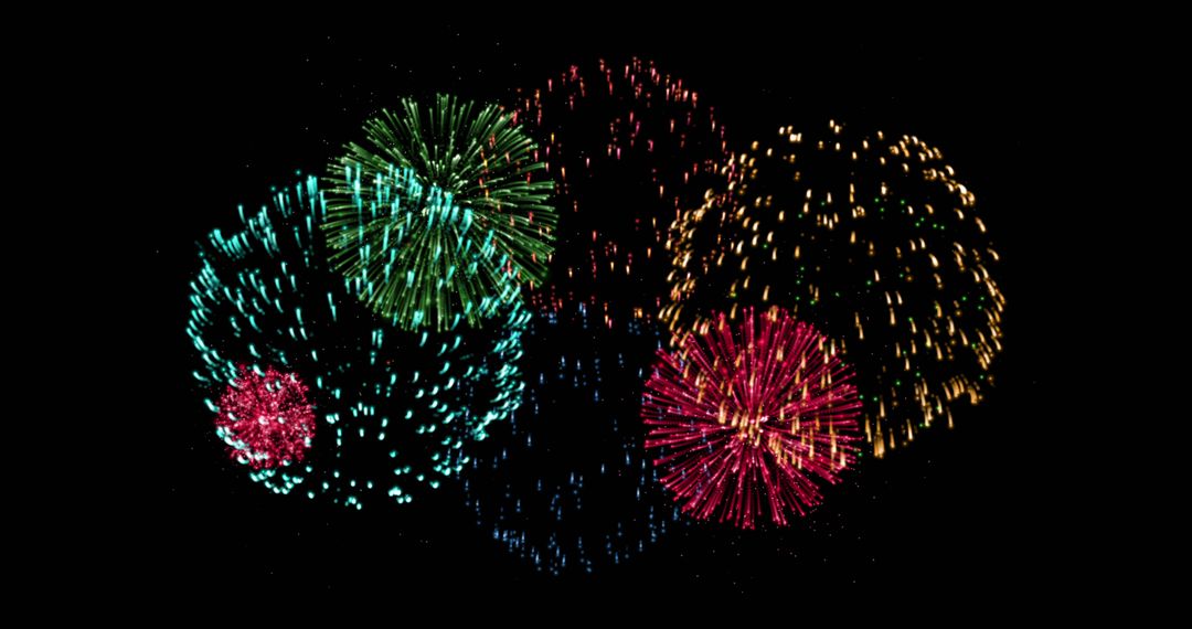 Vibrant Fireworks Display Explodes in Darkness