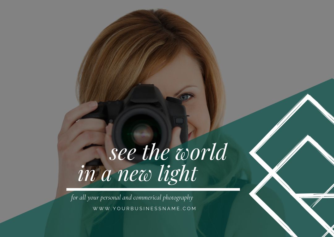 Smiling Woman with DSLR Camera Promotes Photography Workshops - Download Free Stock Templates Pikwizard.com