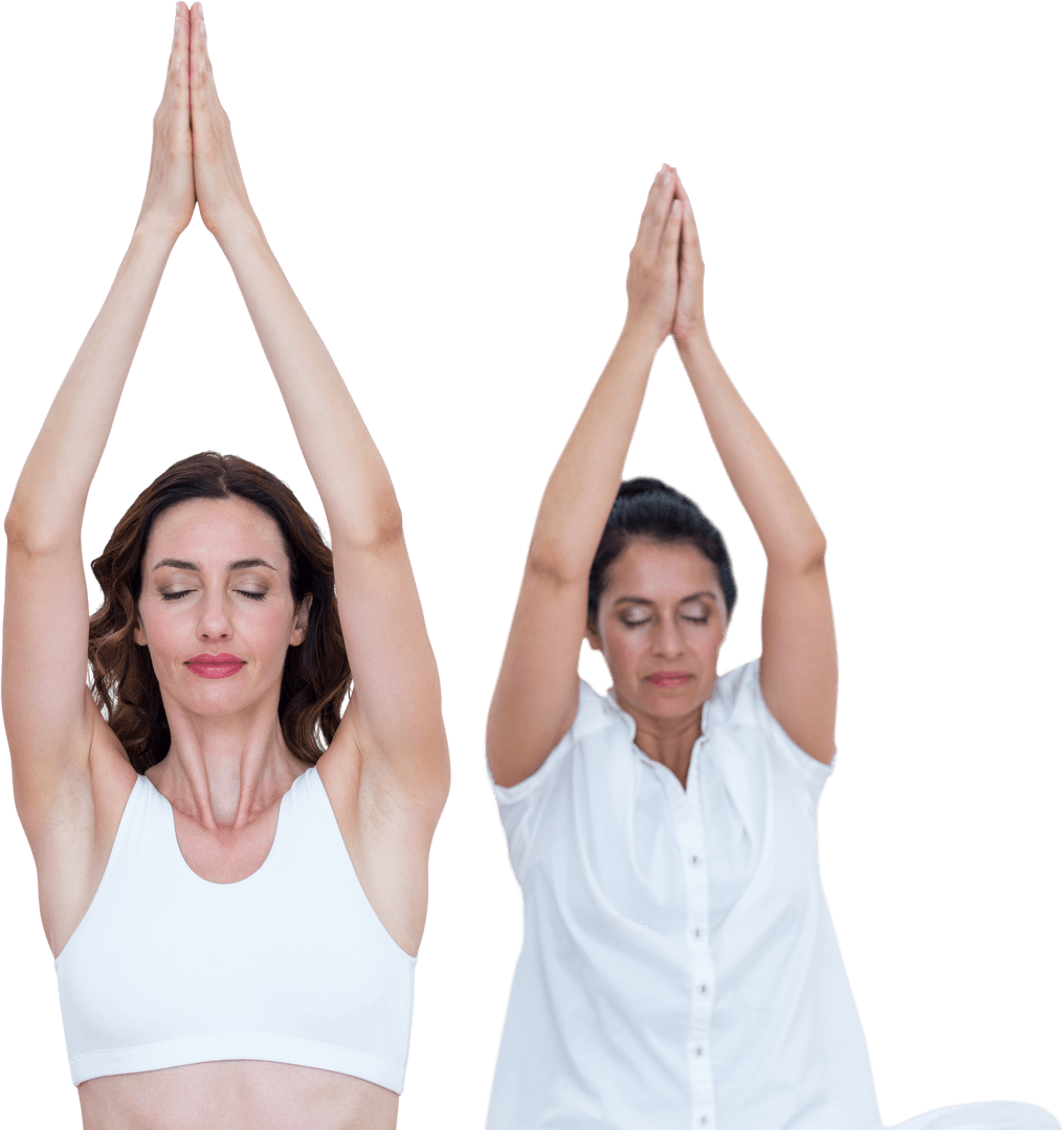 Two Women Practicing Yoga Meditation With Transparent Background