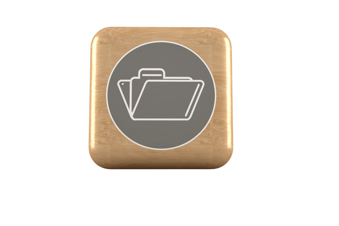 File Folder Icon on Stylish Transparent Wooden Block
