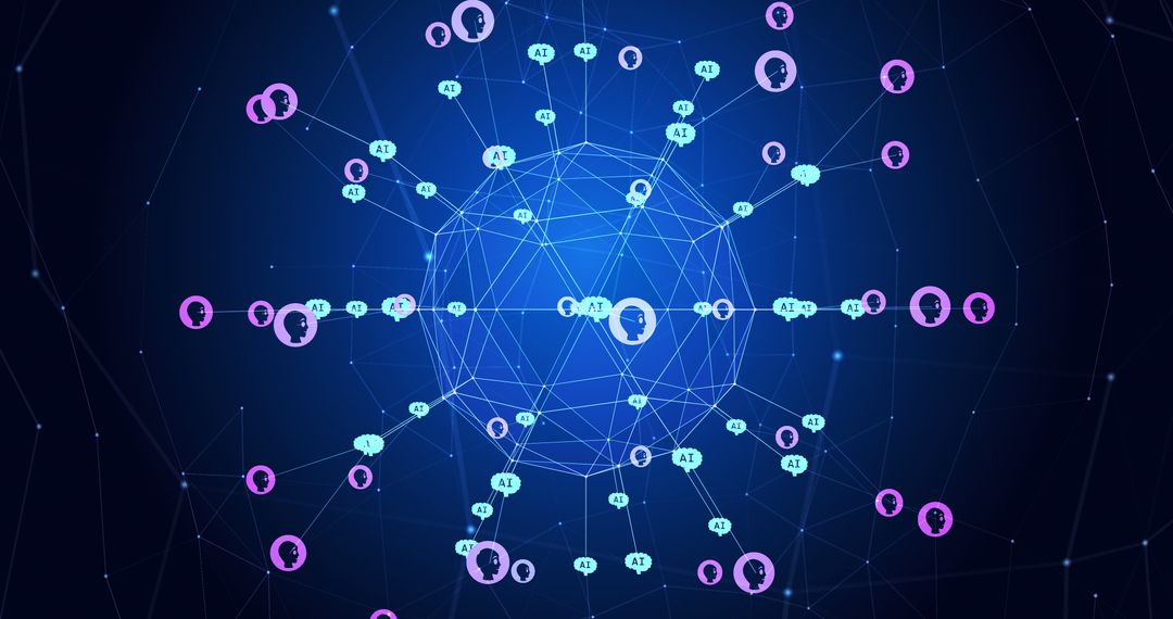 Global Digital Network with Connected User Icons