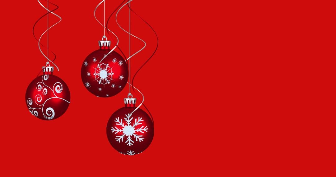 Red Christmas Baubles with Snowflake Designs