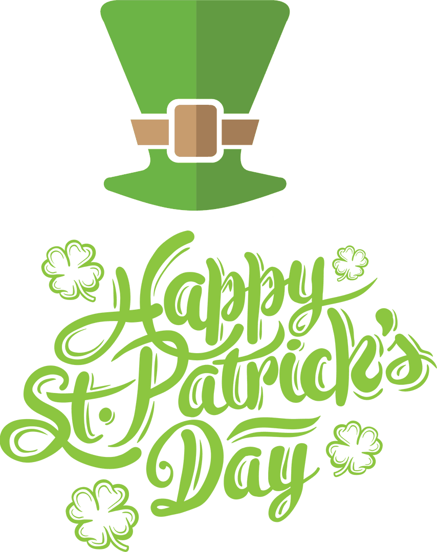 Transparent St. Patrick's Day Greeting with Hat and Shamrocks