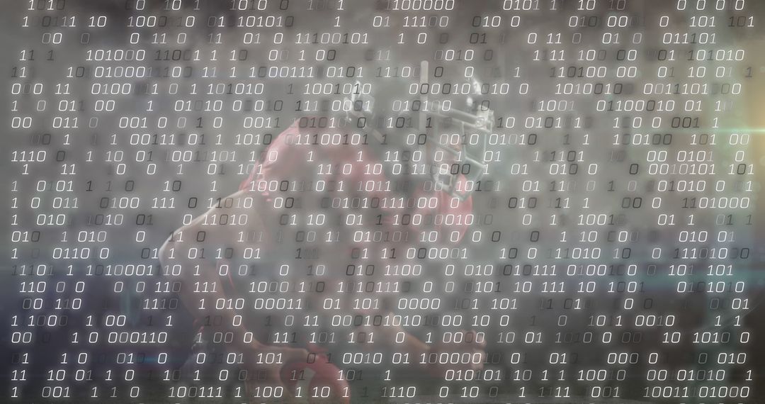Image of binary code over american football player - Free Images, Stock Photos and Pictures on Pikwizard.com