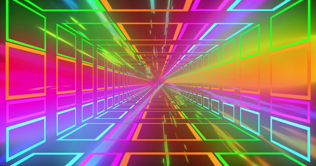 Dynamic Neon Tunnel with Futuristic Light Trails