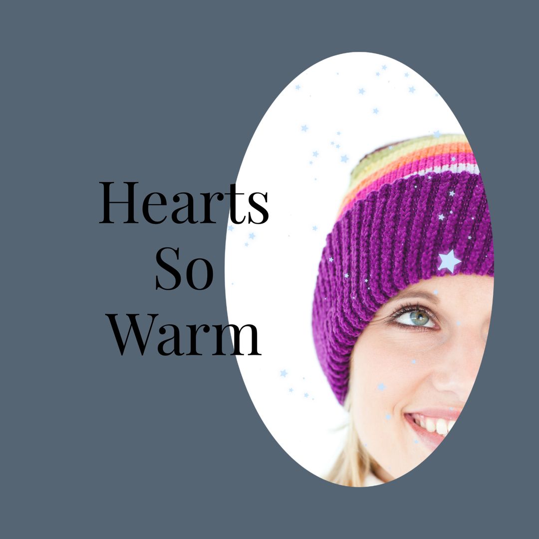 Smiling Woman Wearing Colorful Beanie Expression Winter Joy