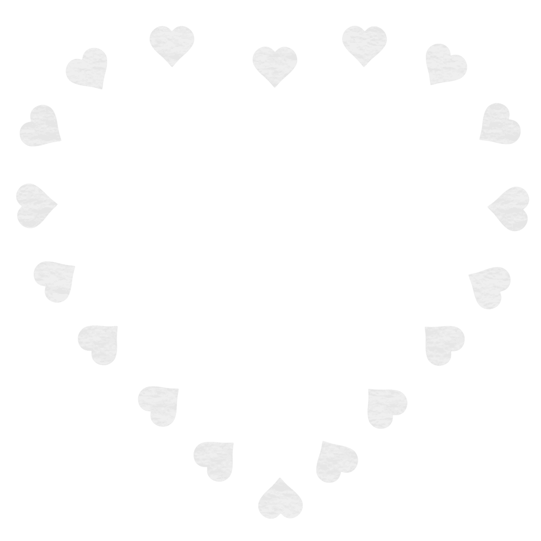 Heart Shaped Frame of White Paper Hearts on Transparent Background