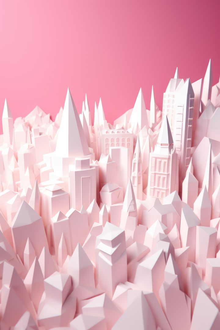 Origami cityscape on pink background, created using generative ai technology - Free Images, Stock Photos and Pictures on Pikwizard.com