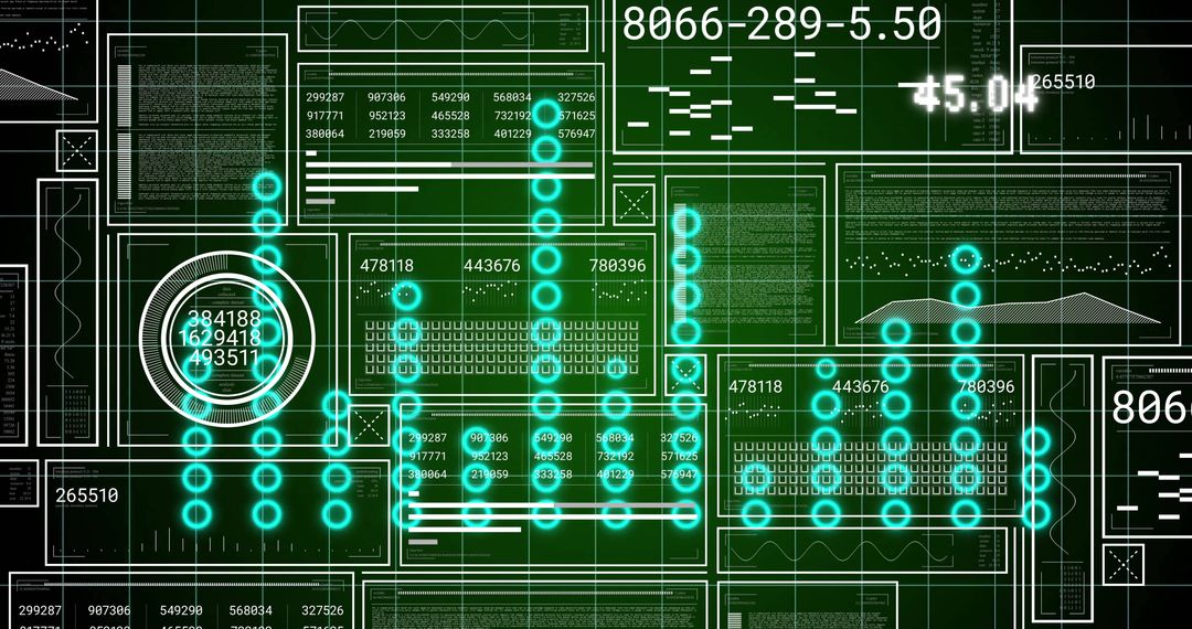 Futuristic Digital Interface with Neon Blue Data Visualization