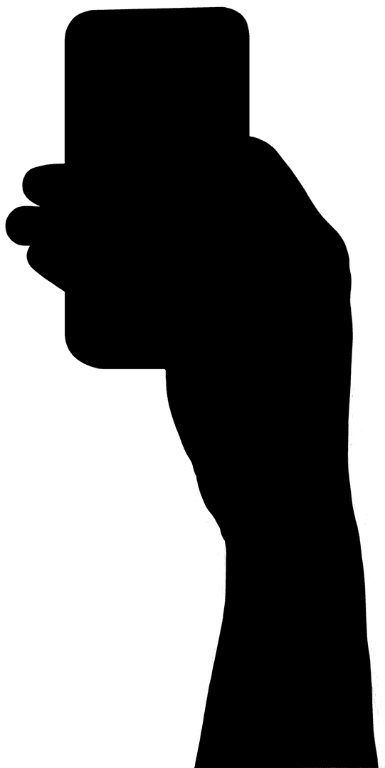 Transparent Silhouette of Hand Holding Smartphone on Vertical