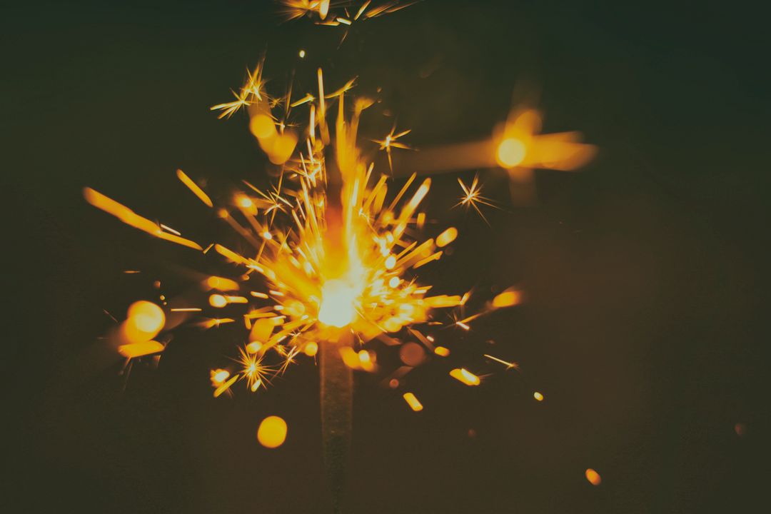 Close-up of Sparkler Exploding with Bright Sparks