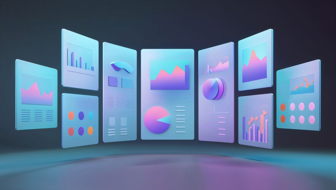 Futuristic Data Visualization with Neon Digital Panels