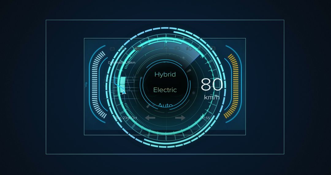 Futuristic Digital Interface with Speedometer Gauge