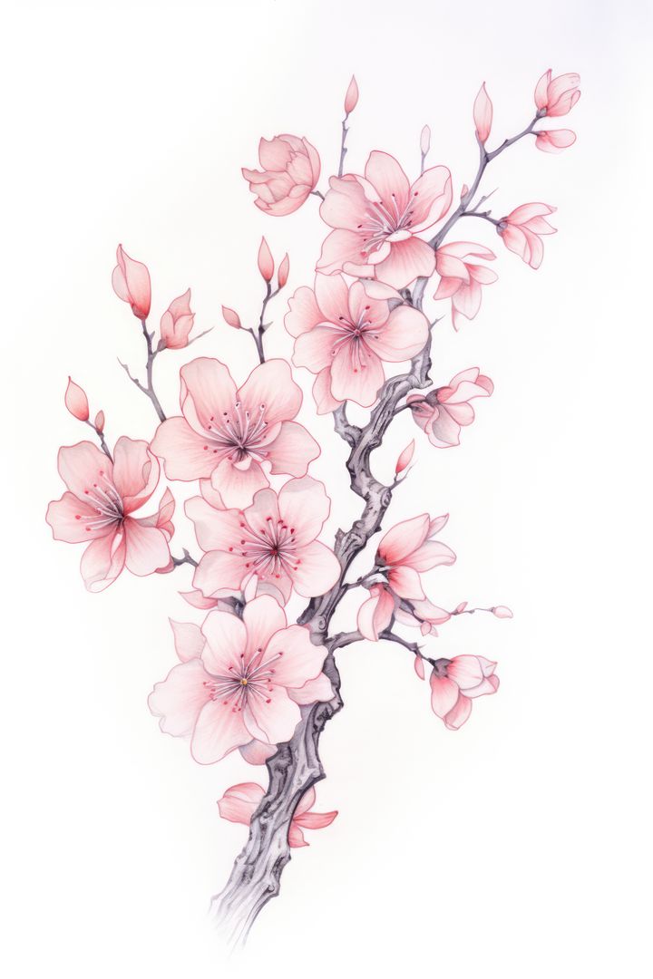 Pink blossom on white background, created using generative ai technology - Free Images, Stock Photos and Pictures on Pikwizard.com
