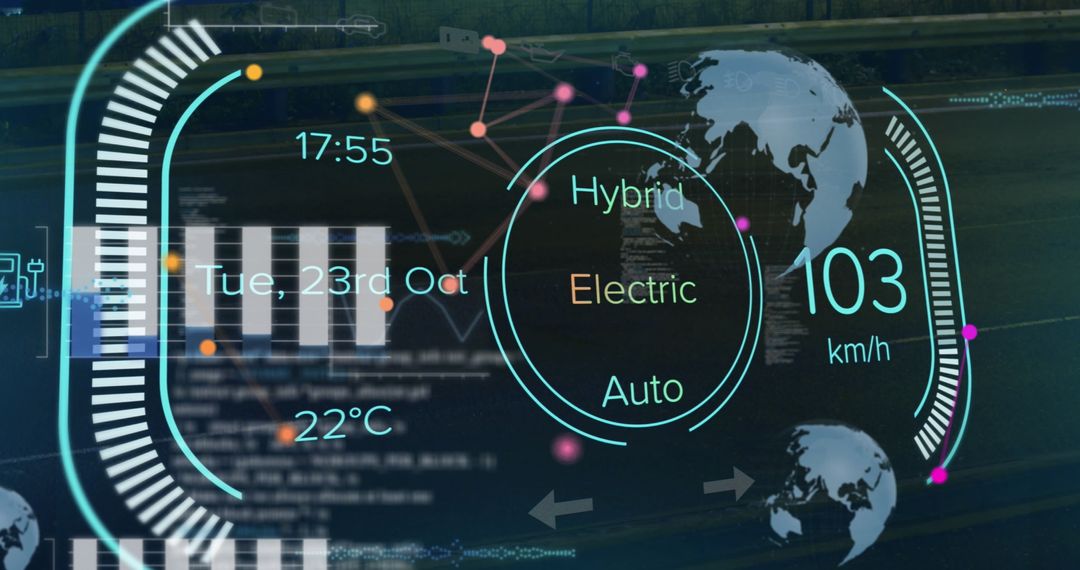 Electric Car Technology and Digital Data Interface Concept