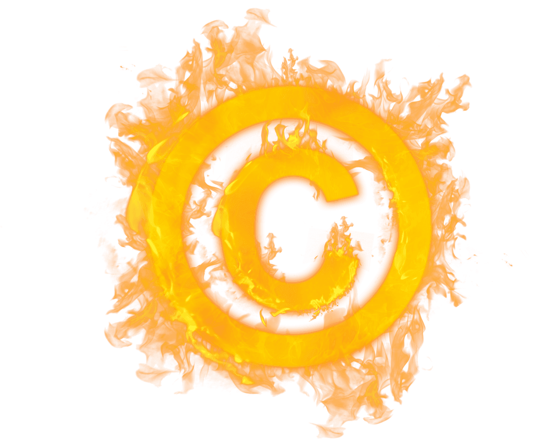 Burning Copyright Symbol on Transparent Background Enflamed