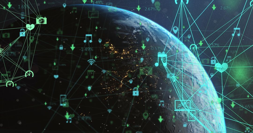 Digital Network Connections with Earth Lights from Space
