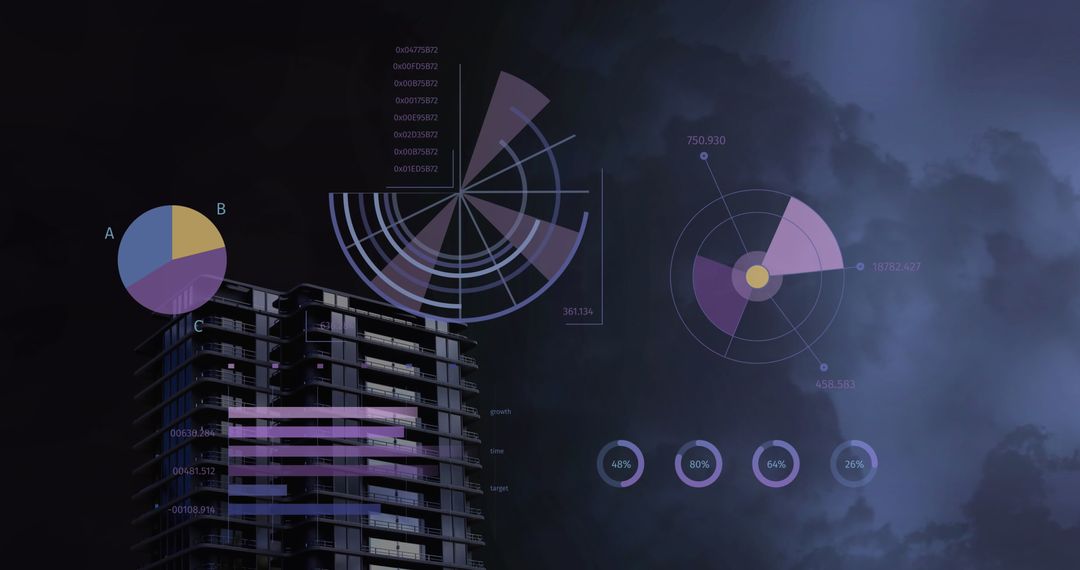 Futuristic Digital Data Visual Over Urban Highrise
