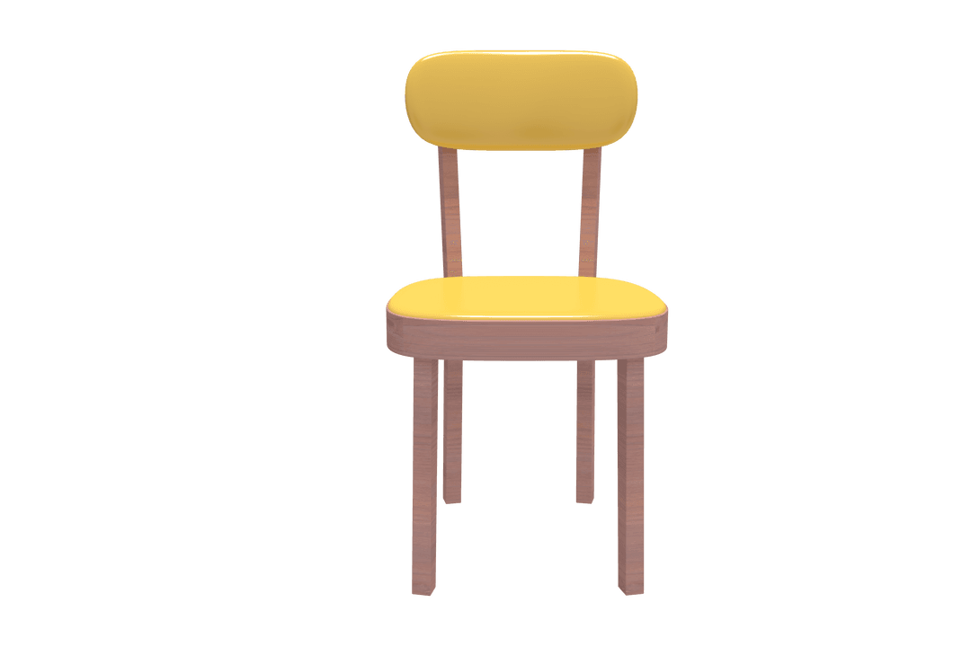3D Yellow Chair Modern Design Transparent Background