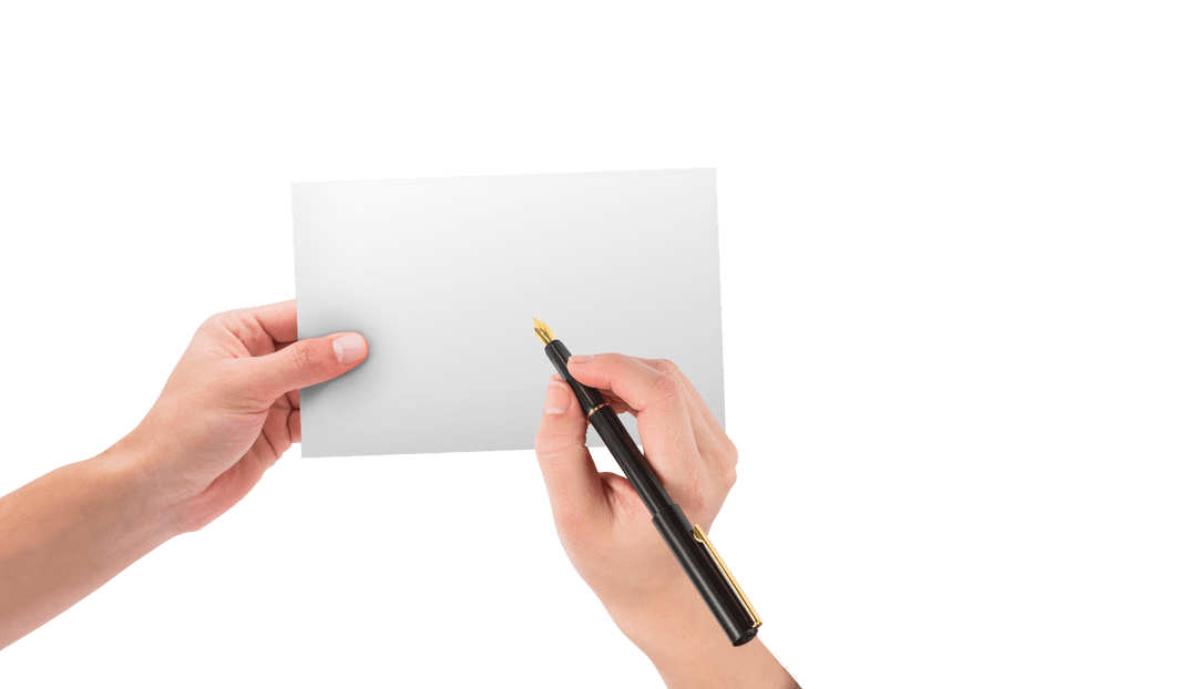 Hands Writing with Pen on Gorgeous Transparent Background