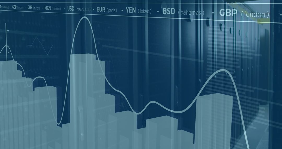 Financial Data and Global Currencies in Modern Server Room