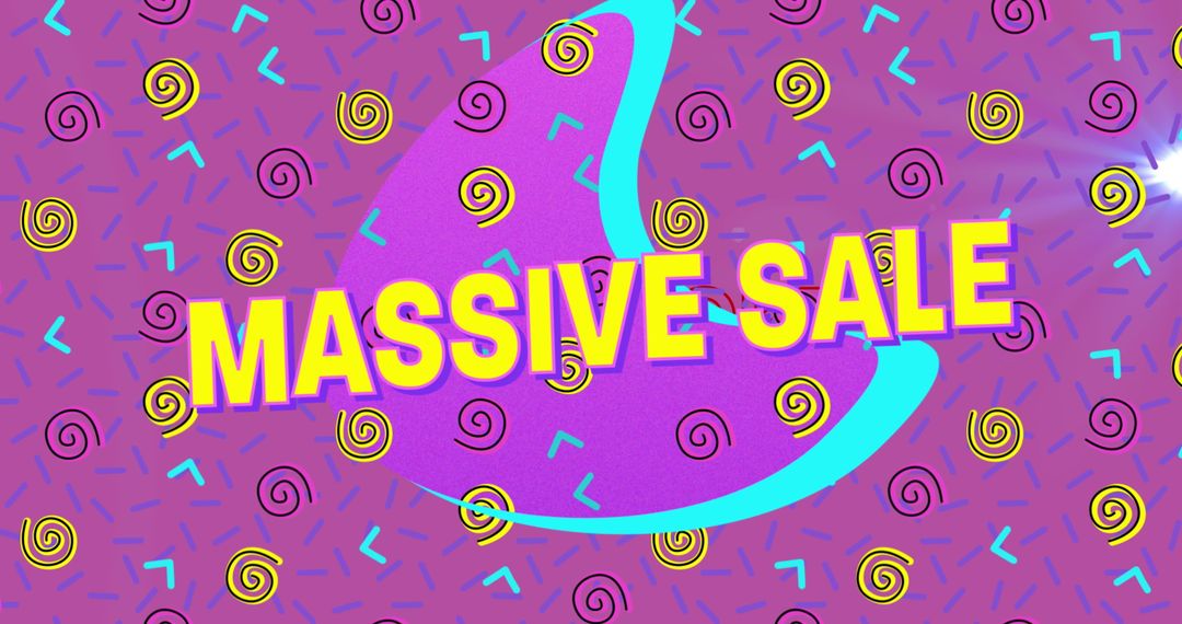 Retro Themed Massive Sale Banner with Abstract Pattern