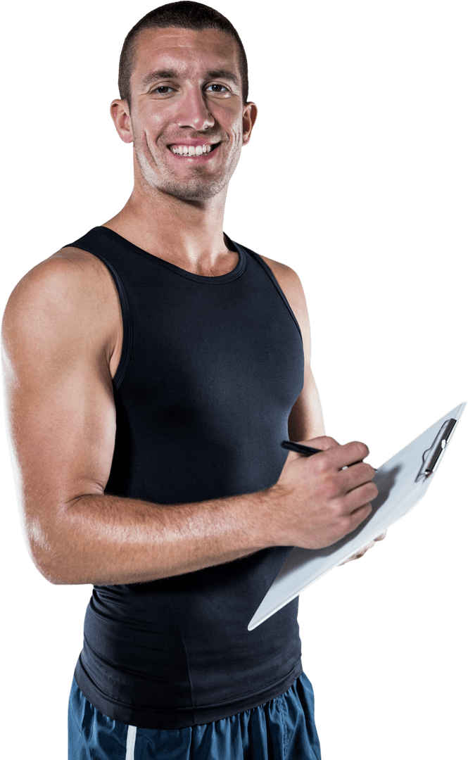 Transparent Enthusiastic Sports Coach Writing Notes