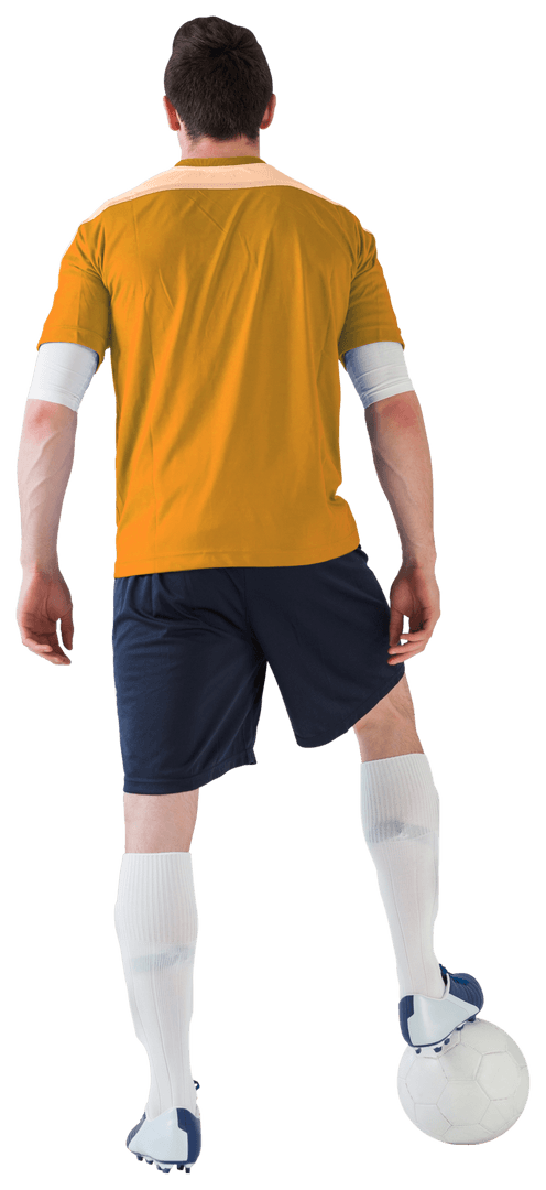 Transparent Football Player in Action with Soccer Ball