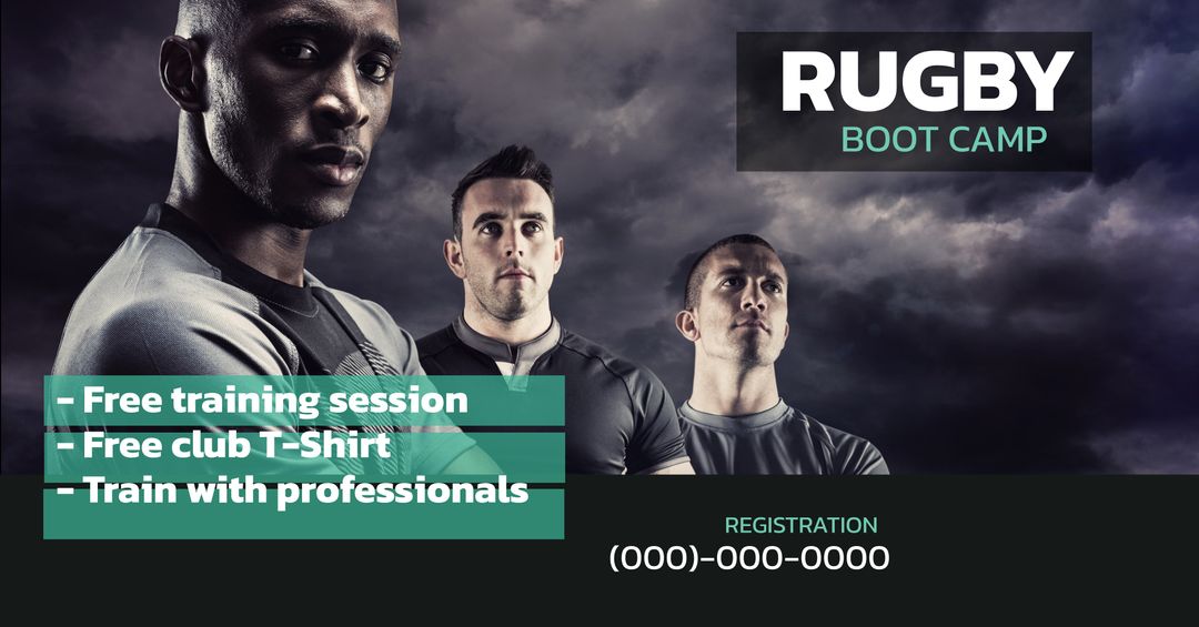 Rugby Boot Camp Promotion with Focused Athletes and Strong Team Spirit