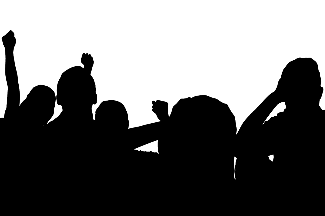 Silhouette of Cheerful Sports Fans on Transparent Background