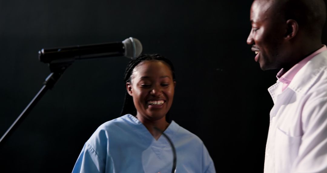 Smiling Doctor Receiving Award at Healthcare Ceremony