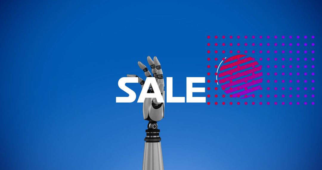 Robotic Hand Marketing Icons Highlight Sale Banner