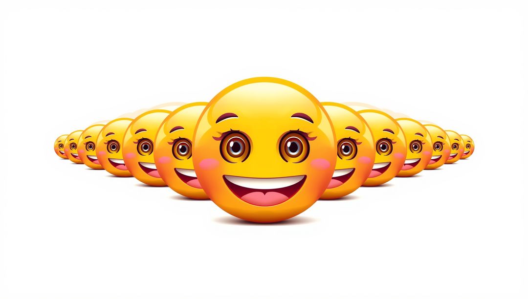 Cheerful 3D Emoticons Forming Symmetrical Pattern