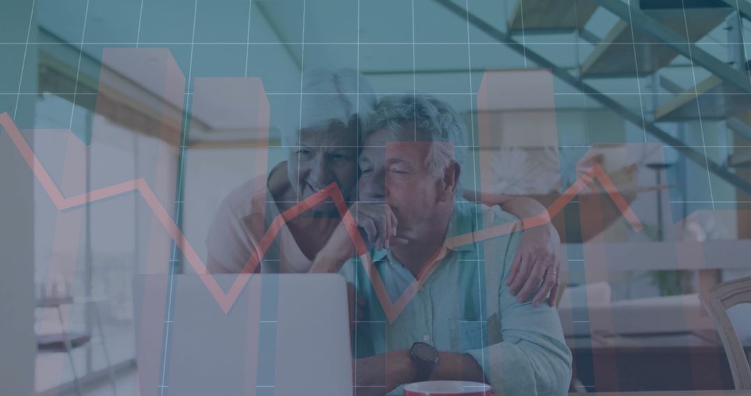 Senior Couple Analyzing Financial Data on Laptop at Modern Home