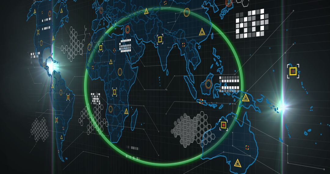 Global Data Processing with Futuristic Interface Design