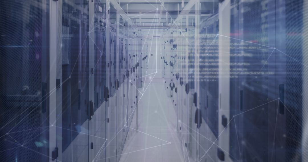 Futuristic Data Network Interface in High-Tech Server Room