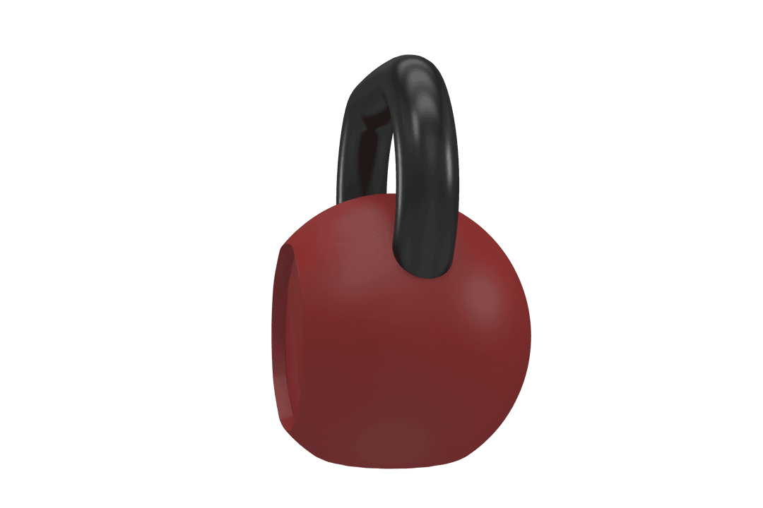 Red and Black Kettlebell on Transparent Background for Fitness Concepts