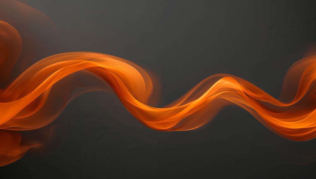 Orange Translucent Ribbon Swirling on Dark Background