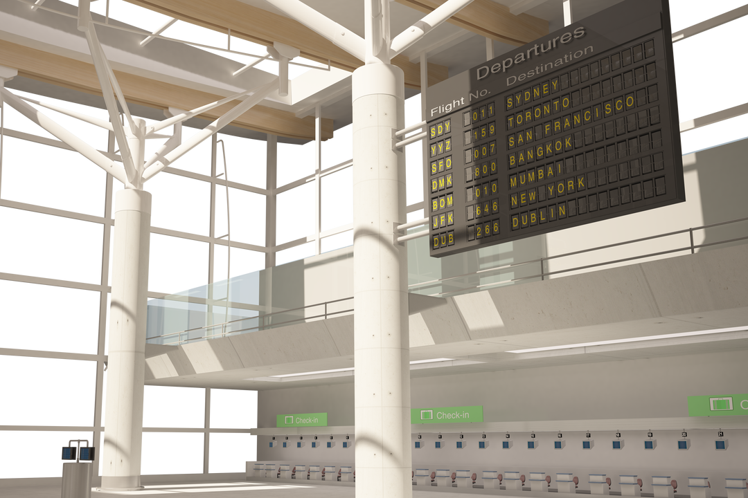 Modern Airport Interior with Departure Board Transparent Background - Download Free Stock Images Pikwizard.com