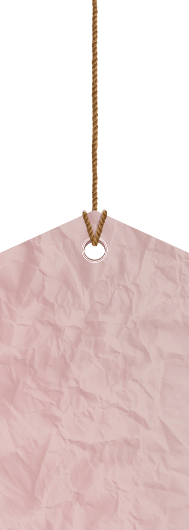Crumpled Pink Tag with String on Transparent Background - Download Free Stock Images Pikwizard.com