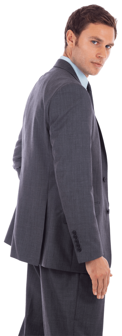 Transparent Confident Businessman Looking Over Shoulder